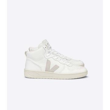 Pánské Vysoké Veja V-15 LEATHER Bílé | CZ 120VRW